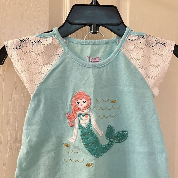 Nannette Applique Mermaid Top and Heart Shorts 2-PC Set Girls Size 4T - Picture 3 of 12